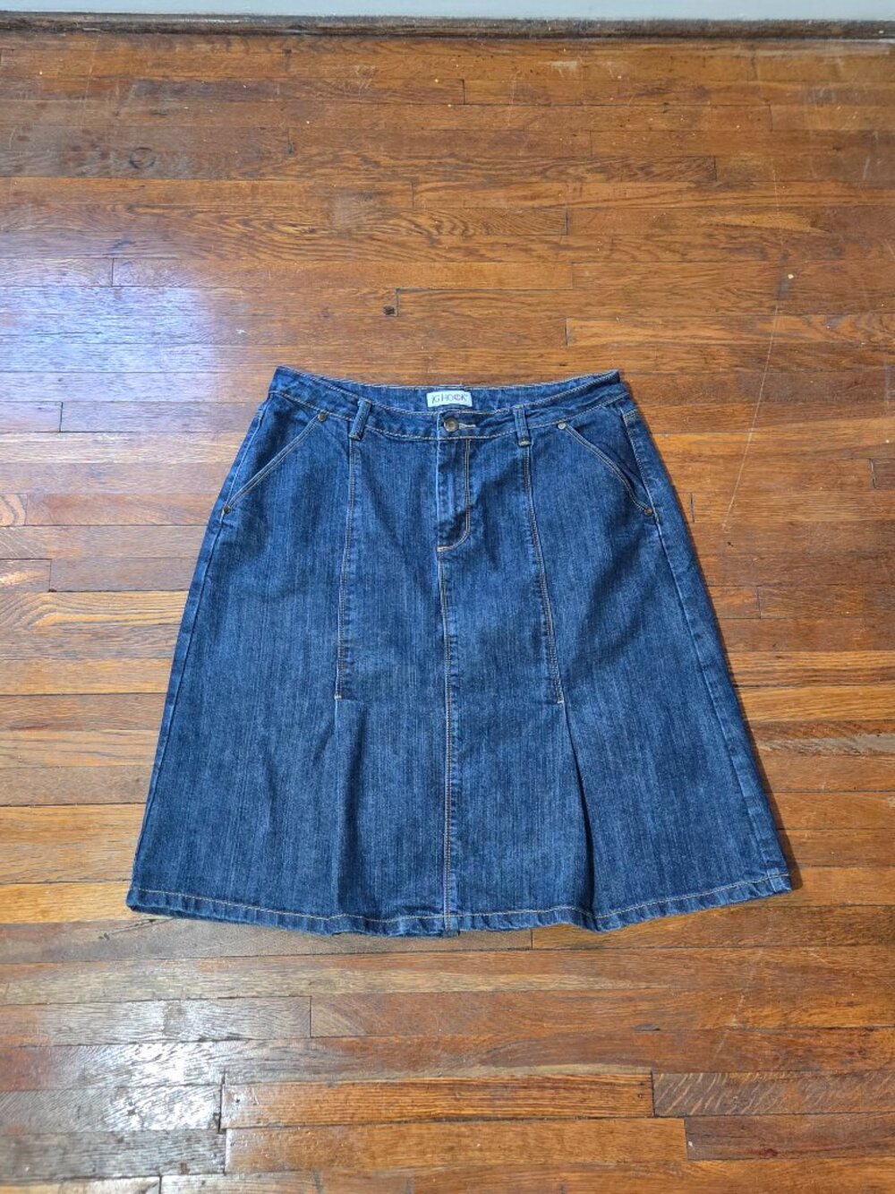 JG Hook Vintage 90s Midi Pleated Denim Skirt